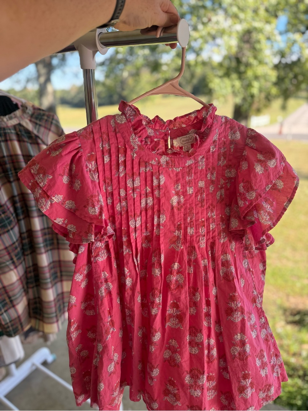 Mud Pie Ruffled Pink Floral Top